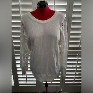 Torrid white pullover lace sleeve sweater